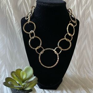Chunky gold tone link chain with toggle clasp necklace